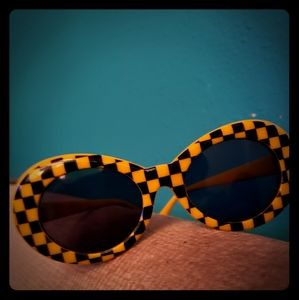 Checkered Yellow and Black Sunglasses